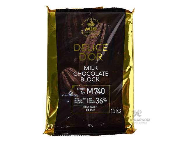 ТМ MiR 36% Молочний шоколад М740 Delice D'or, плитка 1,2 кг
