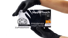 Перчатки нитриловые без пудры MedTouch black, размер L