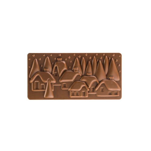 Pavoni PC5038FR XMAS Village поликарбонатная форма для плитки шоколада 154 х 77 х 10 мм