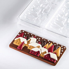 Pavoni PC5038FR XMAS Village поликарбонатная форма для плитки шоколада 154 х 77 х 10 мм