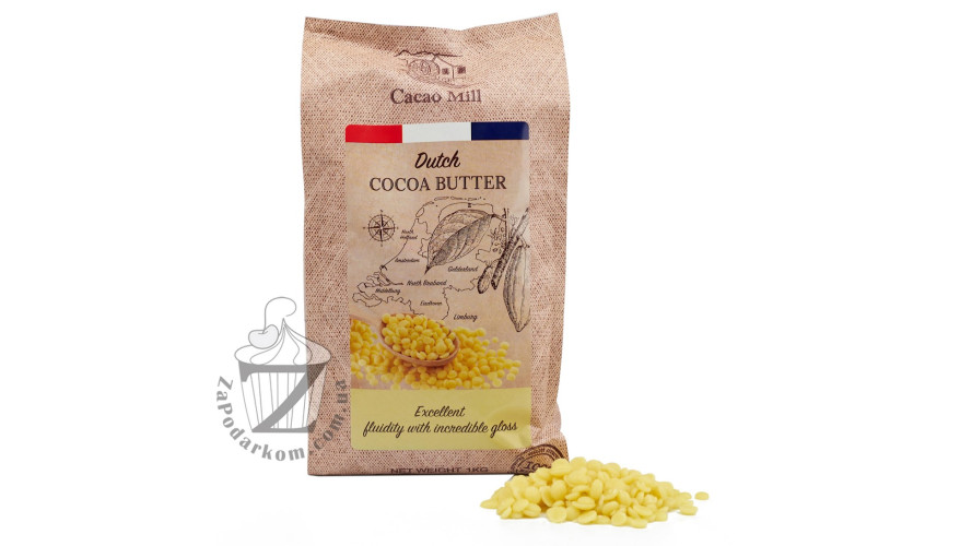 CacaoMill масло какао натуральное дезодорированное в каллетах, 1 кг