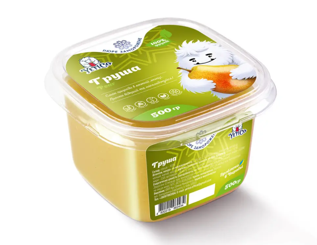 YetiCo (Украина) Груша пюре замороженное натуральное без сахара, 500 г