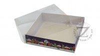 Коробка 16 х 16 х 3,5 см с прозрачной крышкой Новогодняя Домики
