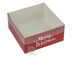 Коробка 16 х 16 х 8 см с прозрачной крышкой Merry Christmas клетка