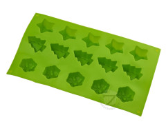 Силиконовая форма Елочки, Звездочки, Снежинки, 15 ячеек