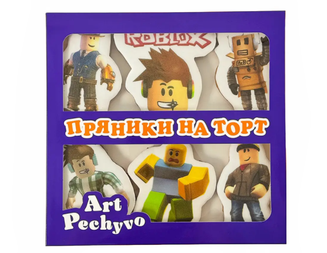 Пряники-топперы на торт Roblox, набор из 6 шт.