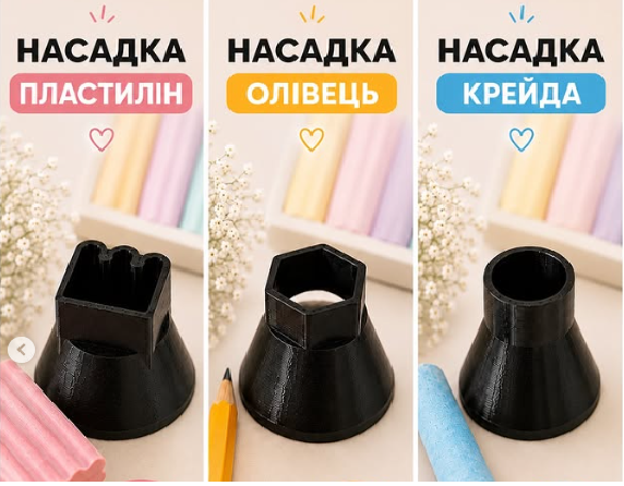 Набор из 3 насадок для зефира 1 Сентября Пластилин, карандаш, мел