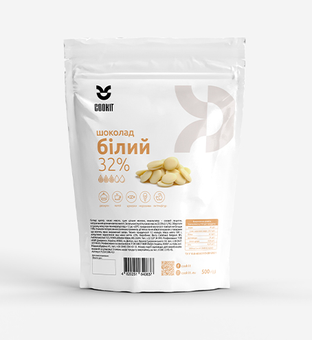COOKIT 32% Белый шоколад в каллетах, 500 г