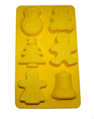 Силиконовая форма Новогодние игрушки, 6 ячеек (с медвежонком)