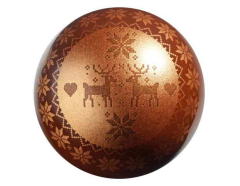 Valrhona PCB пластиковая форма-трансфер Новогодний шарик Золотистые олени, 5 см