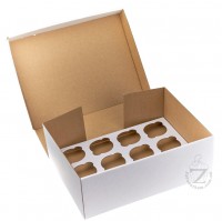 Коробка для 12 кексов белый гофрокартон 34 х 25,5 х 10 см