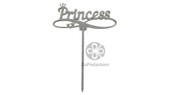 Топпер для торта Princess с глиттером (серебро)