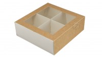 Коробка универсальная 16 х 16 х 5,5 см на 4 десерта Крафт