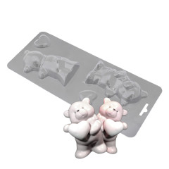 Пластиковая форма (молд) для шоколада Мишка с сердечком 3D 102х55х25 мм