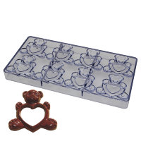Поликарбонатная форма для шоколада Мишка с сердечком 61 х 61 х 10 мм 8 ячеек
