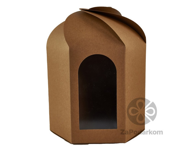 Коробка для пасхи куполообразная 155 х 165 х 210 с окном Крафт