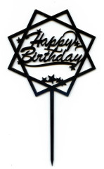 Топпер для торта Happy birthday (дерево черный)