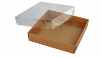 Коробка 16 х 16 х 3,5 см с прозрачной крышкой Крафт