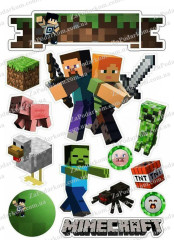 Вафельная картинка Minecraft микс