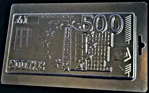Пластикова форма (молд) для шоколаду Плитка 500 євро 160х82х6 мм