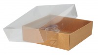 Коробка 12 х 12 х 3,5 см с прозрачной крышкой Крафт