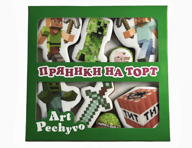 Пряники-топперы на торт Minecraft (Майнкрафт), набор из 8 шт.
