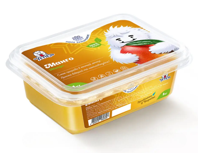 YetiCo (Украина) Манго пюре замороженное натуральное без сахара, 1 кг