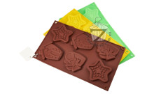 Силиконовая форма Звездочки, Сердечки, Домики, 6 ячеек