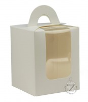 Коробка для 1 кекса 8,2 х 8,2 х 10 см с окном Белая