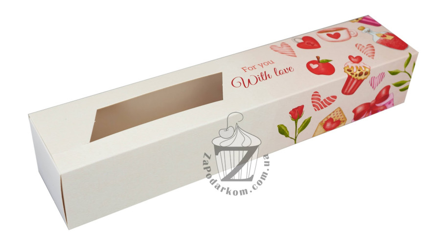 Коробка 30 х 6 х 5 см для макаронс For you Сердечки