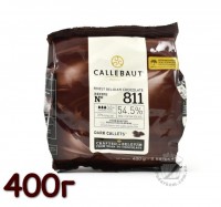 Callebaut 54,5% рецепт №811NV натуральный темный шоколад в каллетах, упаковка 400 г