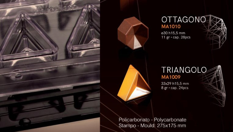Martellato MA1009 поликарбонатная форма для шоколада Треугольник 33 х 29 х 15,5 мм