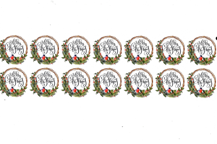 Наклейка для упаковки Снегирь merry christmas, 14 шт