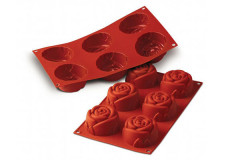 Silikomart SF077 Rose (кексы роза) 6 ячеек 76х40 мм