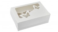 Коробка для 6 кексов Бабочка белая 25 х 17 х 9 см