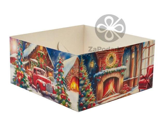 Коробка 16 х 16 х 8 см с прозрачной крышкой Merry Christmas