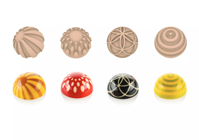 Silikomart CHOCO STAMP A + SEMISFERA 01 Набор поликарбонатная форма для конфет и штампы 31 х 17 мм