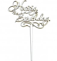 Топпер для торта Happy birthday №2 (дерево белый)