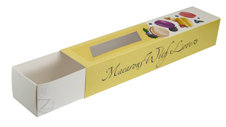 Коробка 30 х 6 х 5 см для макаронс Macarons желтая