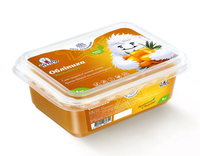 YetiCo (Украина) Облепиха пюре замороженное натуральное без сахара, 1 кг