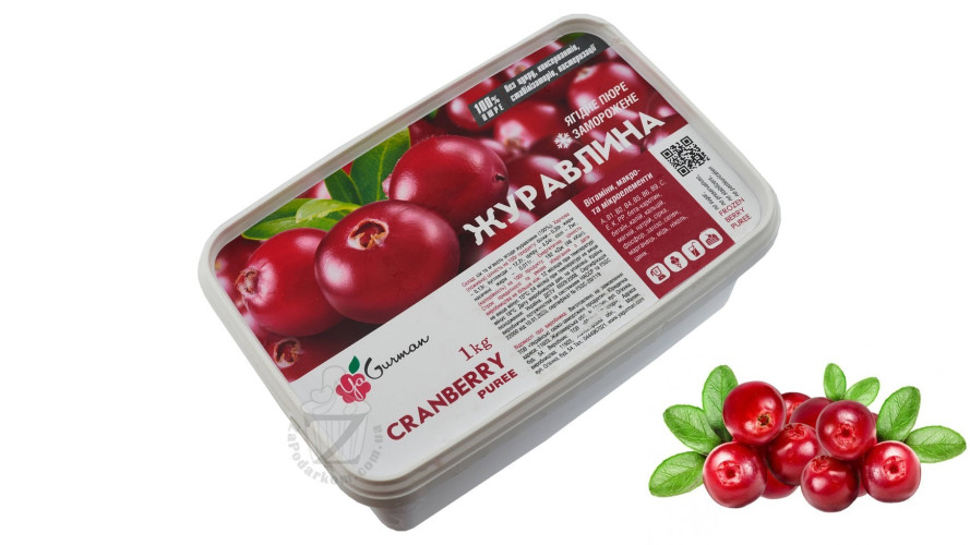 YaGurman (Украина) Клюква замороженное пюре натуральное, 1 кг
