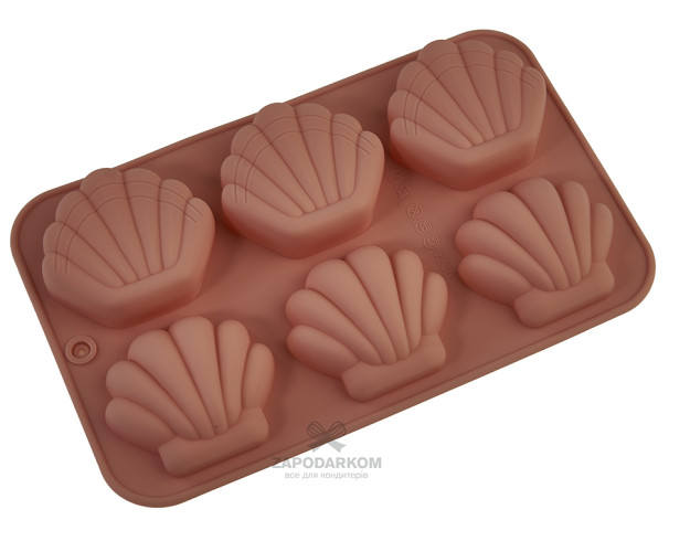 Силиконовая форма Ракушки 5,5 х 1,5 см, 6 ячеек