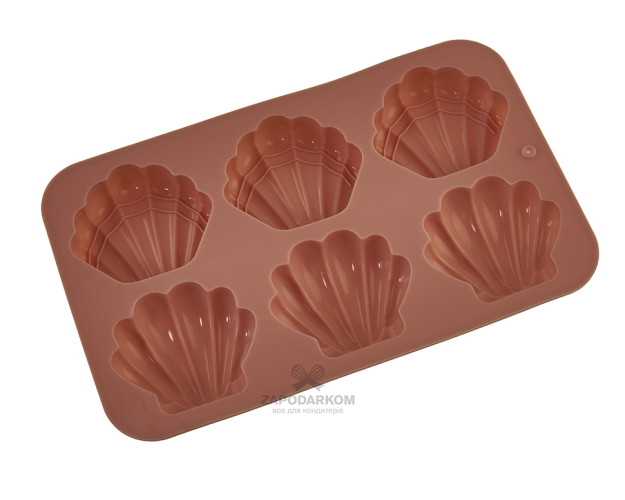 Силиконовая форма Ракушки 5,5 х 1,5 см, 6 ячеек