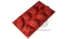 Silikomart SF116 Halloween (хеллоуин) силиконовая форма 8 ячеек 70х64х32 мм
