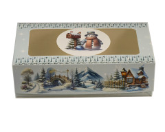 Коробка 20 х 11,5 х 5 см для зефира, эклеров, пирожных Снеговики
