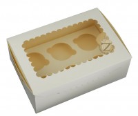 Коробка для 6 кексов с окном Белая 25,5 х 18 х 9 см