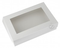 Коробка для эклеров 23 х 15 х 6 см с окном Белая
