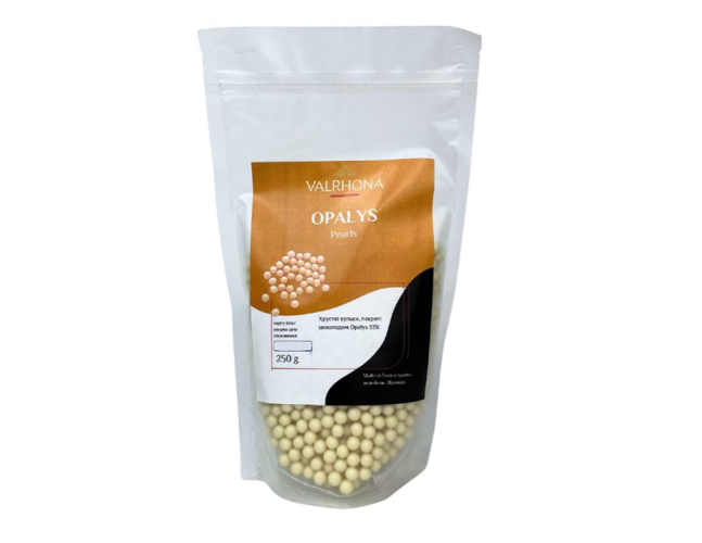 Хрустящие шарики в белом шоколаде Valrhona Opalys 34%