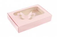 Коробка 15 х 10 х 3 см для пряников Бабочка розовая