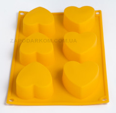 Силиконовая форма Сердечки, 6 ячеек